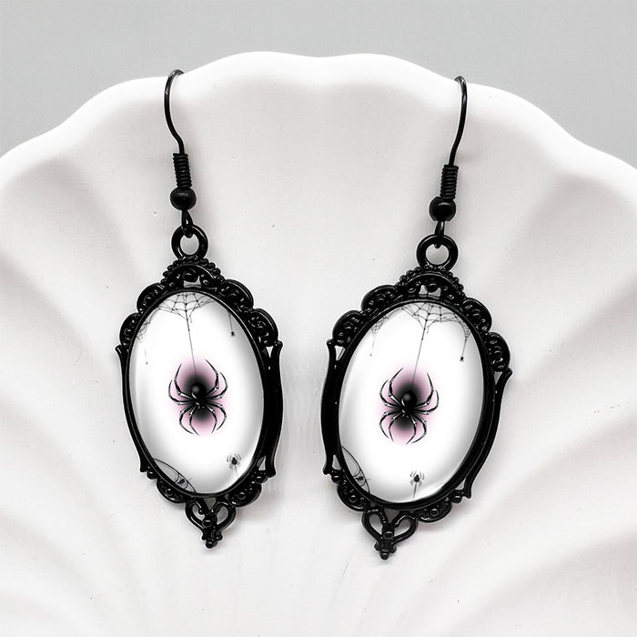 Wholesale  red  Round Earrings  Web Earrings Vintage Love Bugs Time and Light Gems Black Earrings