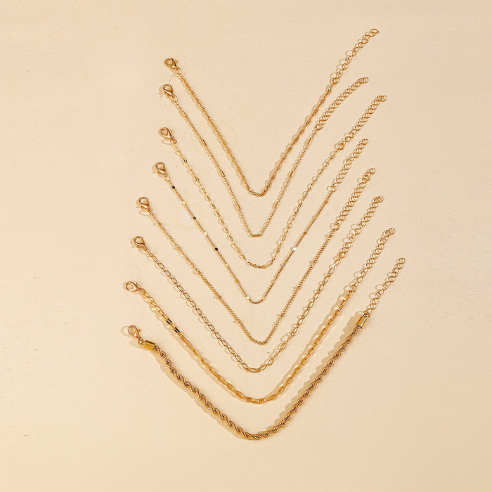 Wholesale Alloy Jewelry Personalized Stacked Bracelet Set Fashionable Multi layer Chain Bracelet with Eight Cuban Chains