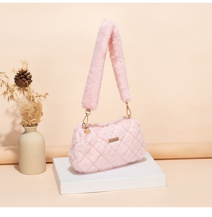 Wholesale Autumn and Winter Plush Bags New Versatile Shoulder Bags Niche Design High-end Armpit Bags JDC-SD-JF004