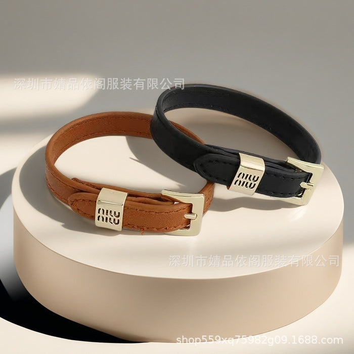 Wholesale Microfiber genuine leather bracelet, alloy belt buckle, personalized letter wristband bracelet