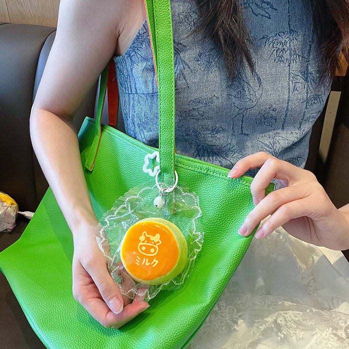 Wholesale Milk Pudding Squeeze Toy Keychain Food Grade Silicone Stress Relief Bag Charm Boutique Resale Gift