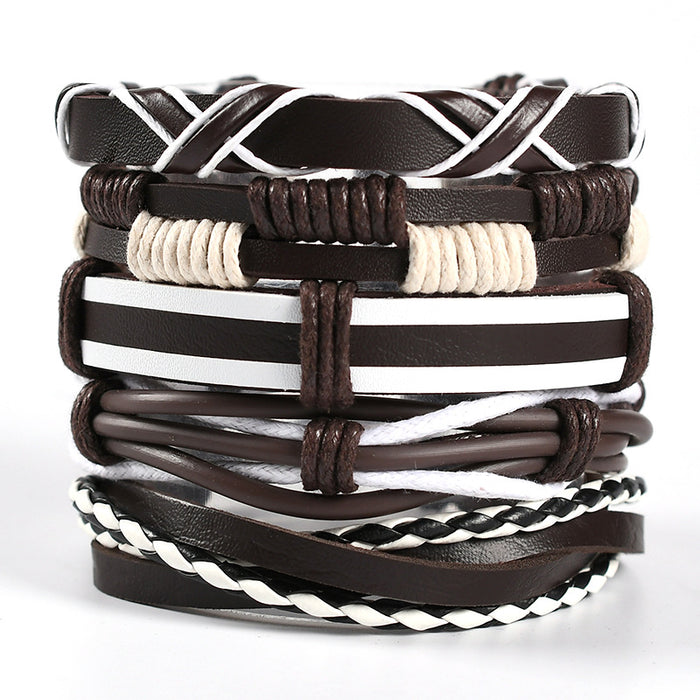 Wholesale Men's woven leather bracelet, genuine leather bracelet