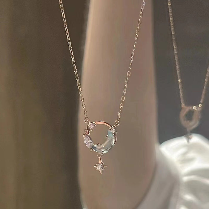 Wholesale Necklace Women's  Blue Star Moon Clavicle Chain temperament choker necklace