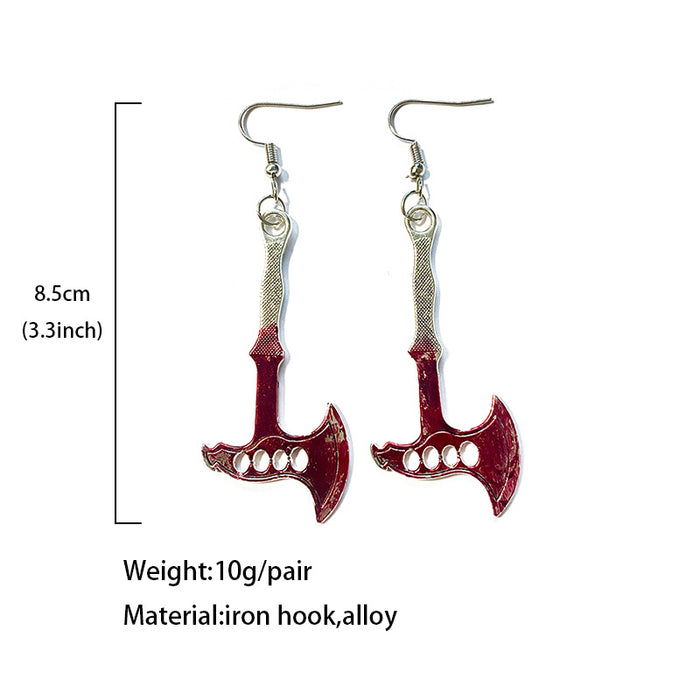 Wholesale  alloy earrings dagger axe horror blood earrings holiday exaggerated jewelry