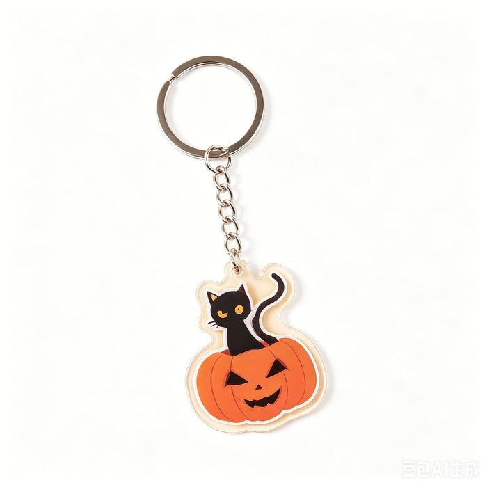 Wholesale Acrylic Keychain Skeleton Ghost Pumpkin Bat Cat Design MOQ≥2