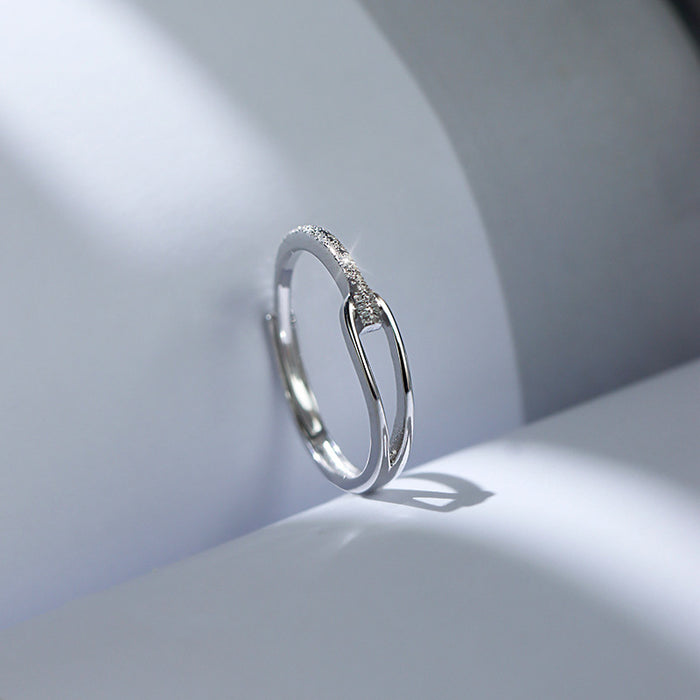 Wholesale Sterling Silver Plain Ring Women's Index Finger Open Ring Summer Very Simple Niche Design Sense Flash Diamond