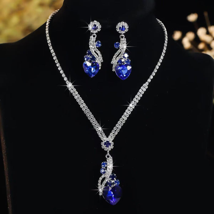 Wholesale Blue rhinestone necklace and earring set