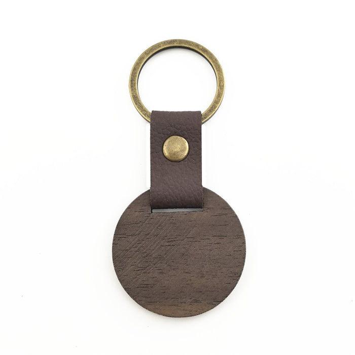 Wholesale Solid wood keychain, walnut keychain, round wooden keychain