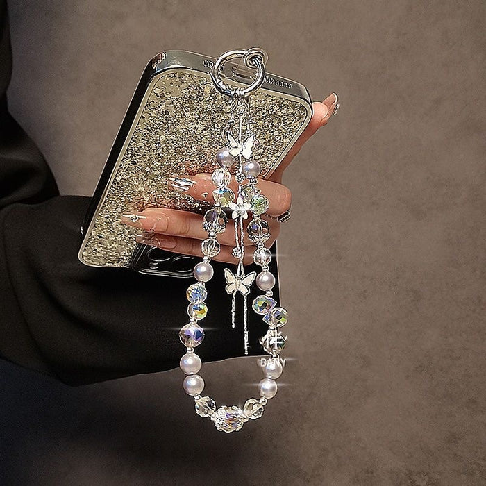 Wholesale Butterfly Tassel Chain Portable Wrist Mobile Phone Keychain Bag Pendant