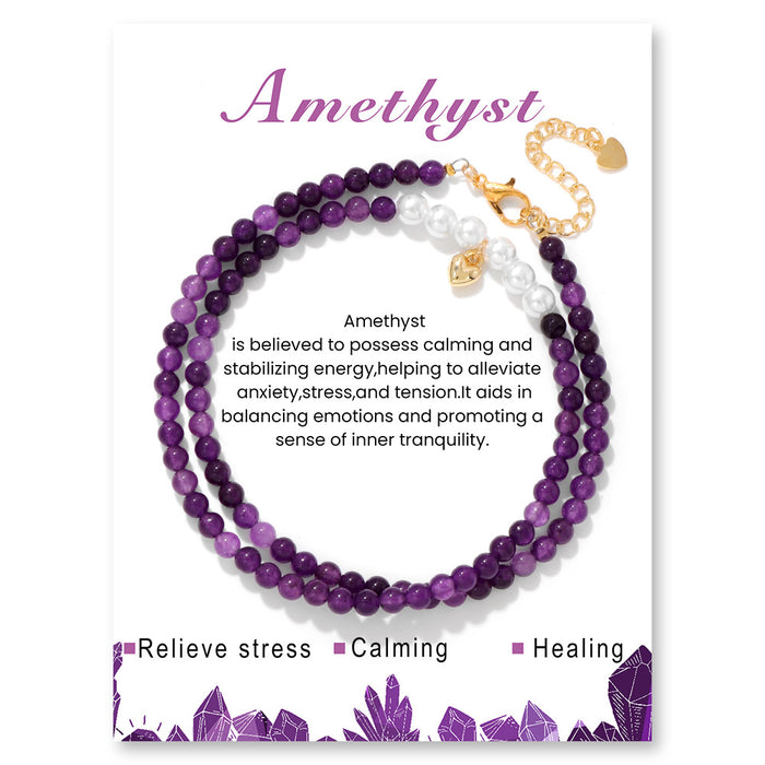 Wholesale 4mm stone bead necklace with heart pendant a choker style necklace