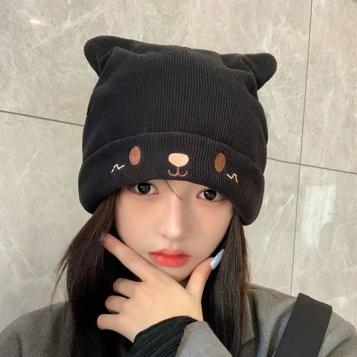 Wholesale Autumn and Winter Pile Hats Cute Cat Wool Knitted Hat JDC-FH-Yiguan002