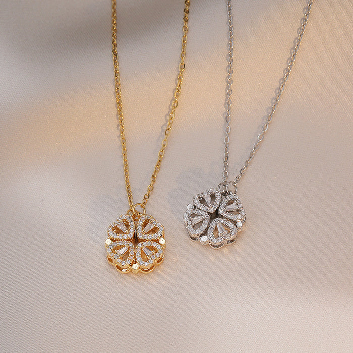 Wholesale New necklace with collarbone chain, a multi wearing heart-shaped diamond studded collarbone chain