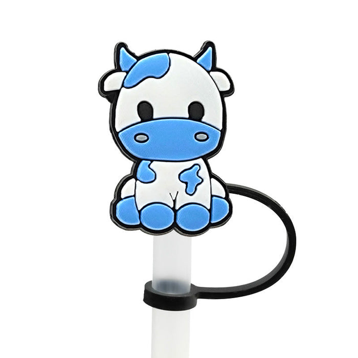 Wholesale 10PCS Cartoon Cow Milk Box Silicone Dustproof Straw Stopper JDC-SCR-KuaJi018