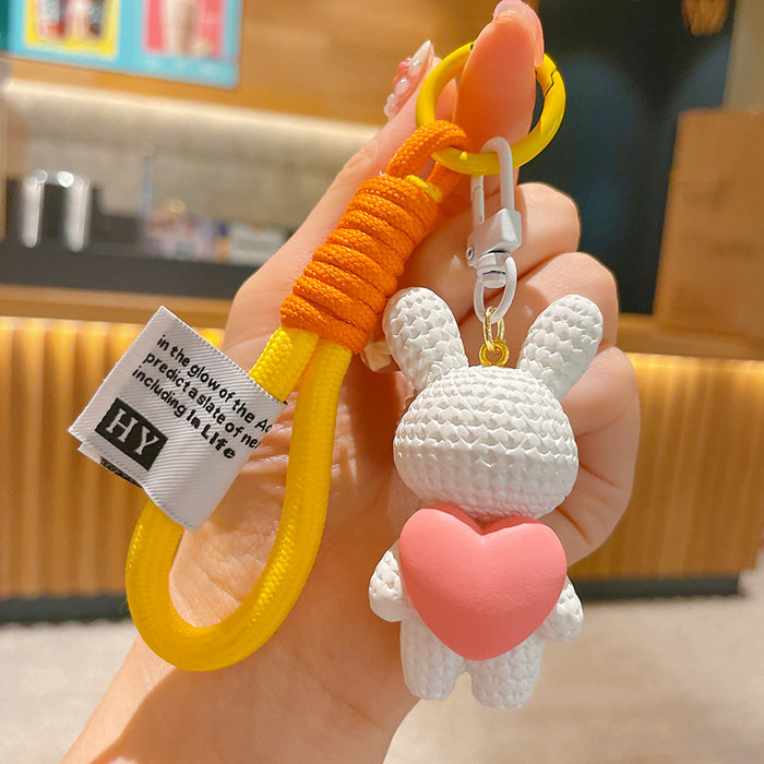 Wholesale Cartoon Resin Heart Rabbit Keychain JDC-KC-ShuoT020