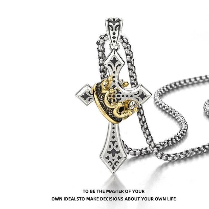 Wholesale Stainless steel Hip-Hop Men Necklaces Crowncross necklace