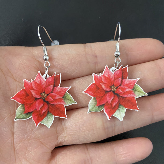 Wholesale Fashion Acrylic Cartoon Christmas Earrings With Reindeer Flamingo And Rainbow Designs Party Wear Jewelry Accessory