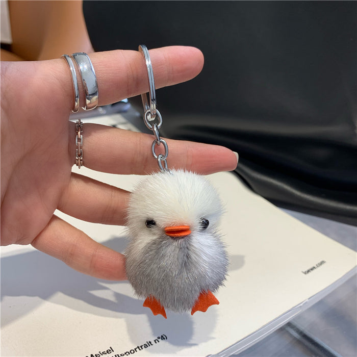 Wholesale Mini Mink Fur Yellow Duck Car Keychain JDC-KC-HaoQ002