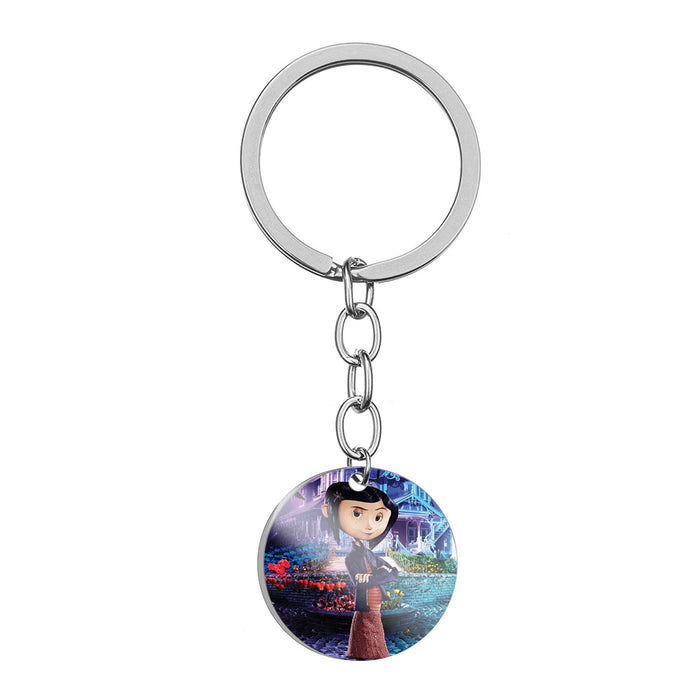 Wholesale Halloween Cartoon Color Printing Stainless Steel Keychain JDC-KC-HuanYu032