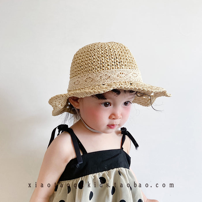 Wholesale straw hat  children sun protection hat girl sweet hat