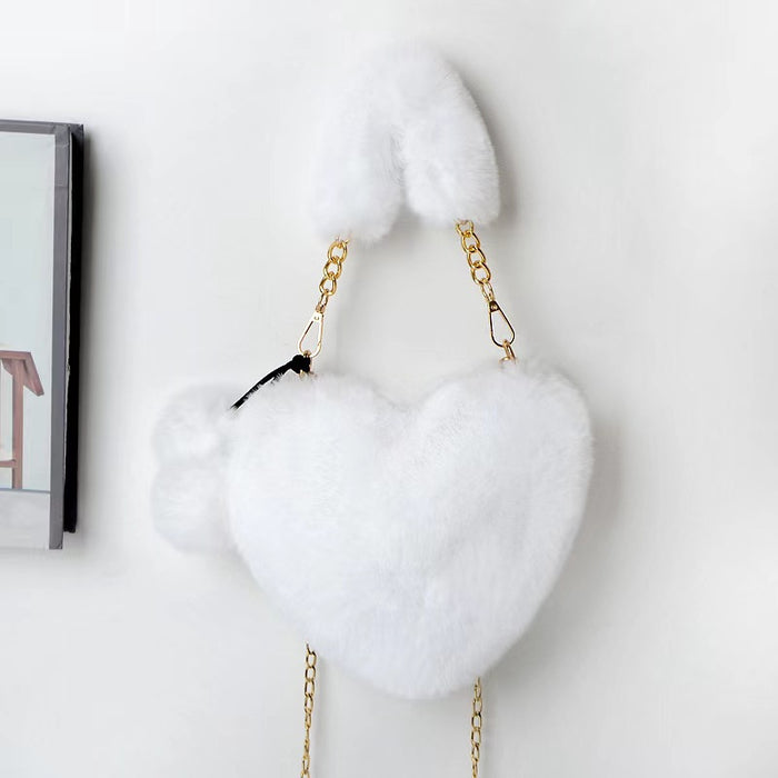 Wholesale Winter Plush Bag Simple All-match Heart-shaped Bag Shoulder Crossbody Women's Bag Valentine's Day Gift