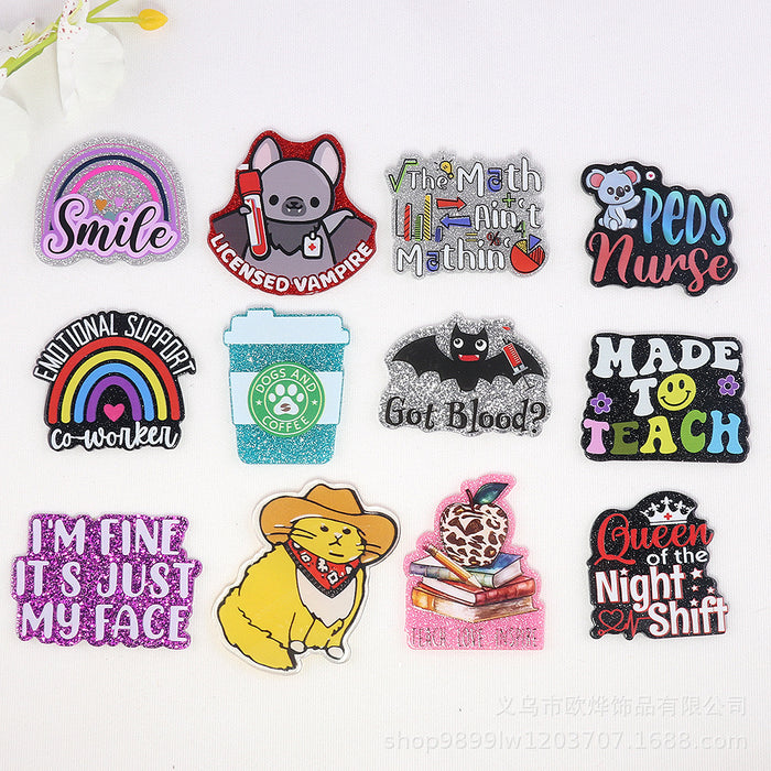 Wholesale Cartoon Rainbow Love Beverage Acrylic Pin DIY Patch Accessories JDC-FK-OuYie008