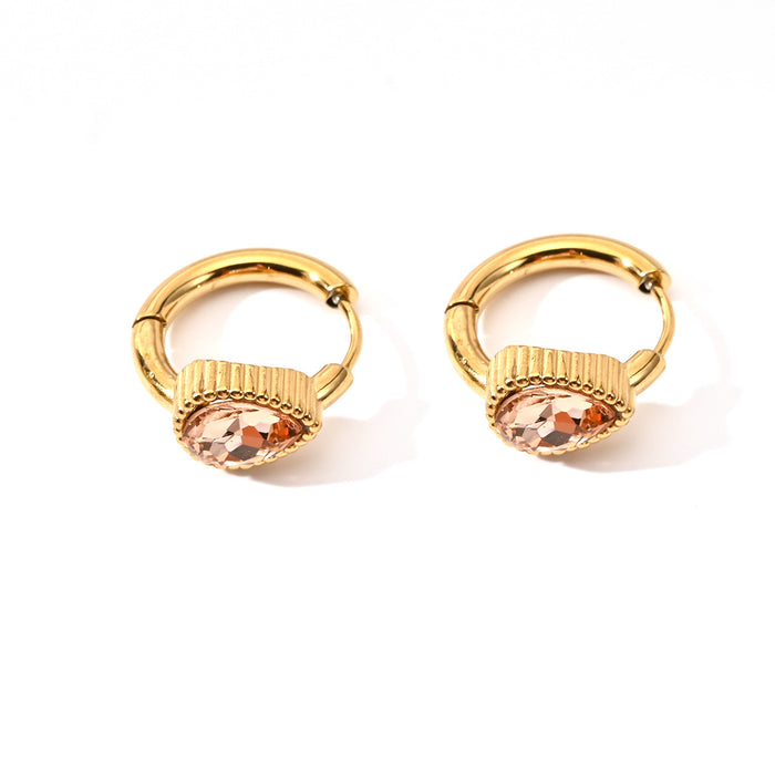 Wholesale Stainless steel heart-shaped earrings with niche temperament, fashionable personality, light luxury, heart studded diamond earrings wholesale