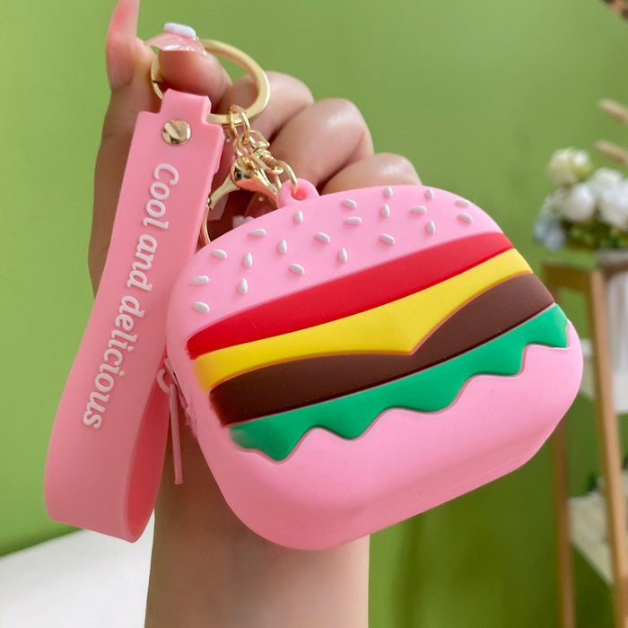 Wholesale Creative new hamburger coin purse keychain fashion bag small pendant exquisite cute gift