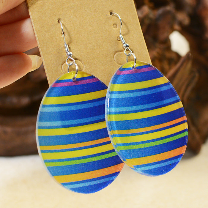 Wholesale Easter Egg Graffiti Painted Acrylic Earrings JDC-ES-ChenC011