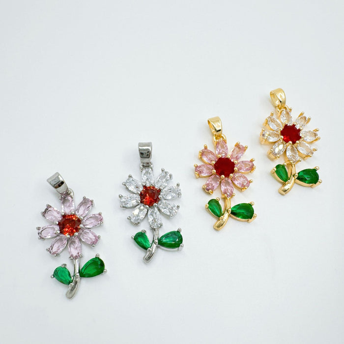Wholesale Flower Pendant Necklace Gold Plated Copper Rhinestone Jewelry Accessory