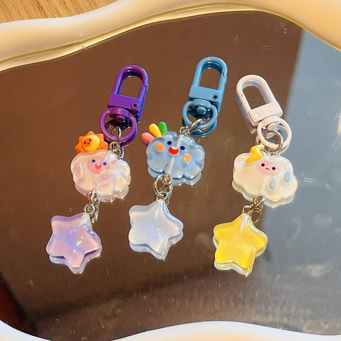 Wholesale Rainbow Cloud Star Phone Strap Cute Resin Backpack Charm Pendant Trendy Decorative Accessory