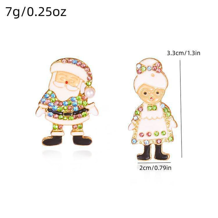 Wholesale Christmas element earrings cartoon full bead snowman earrings inlaid with diamonds light luxury holiday earrings
