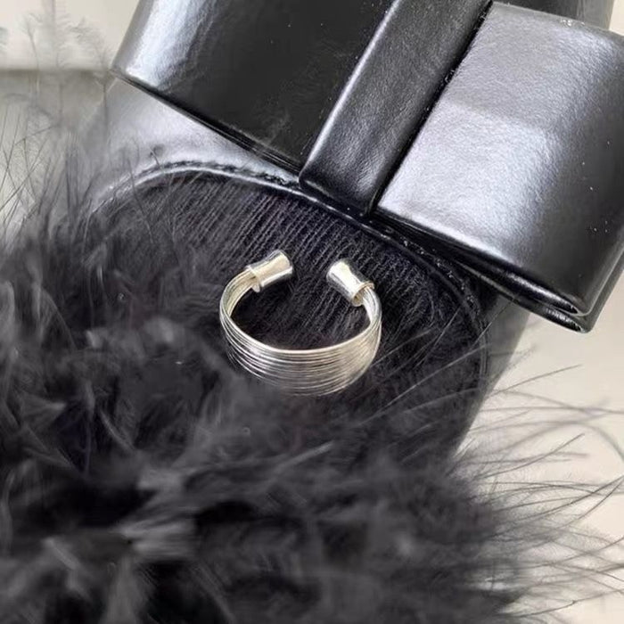 Wholesale Multi layer silver silk thread wrapped ring, simple and niche, stacked index finger ring, retro multi-layer bracelet