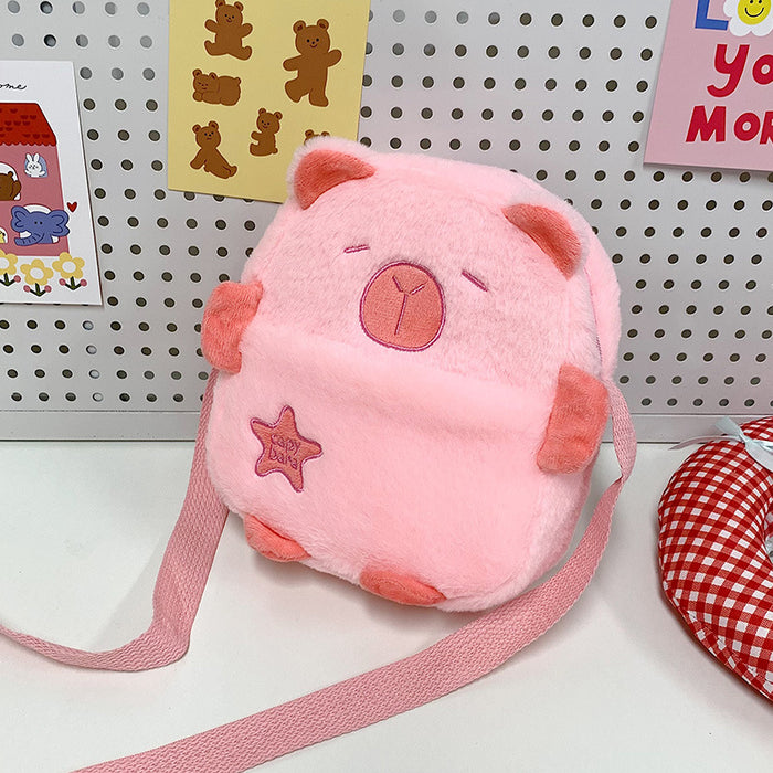 Wholesale Kapibala Children's Plush Bag Female Cute Capybara Shoulder Bag Cartoon Animal Doll  Portable Crossbody Bag