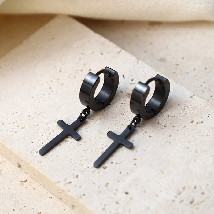 Wholesale Fashion Stainless Steel Cross Pendant Earrings