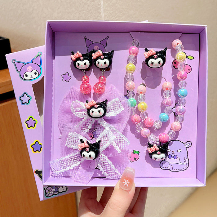 Wholesale Children's Sanrio Jewelry Gift Box Set Little Girl Necklace Ring Baby Hair Accessories Earrings Girls Hairpin Accessories JDC-NE-Zaix001