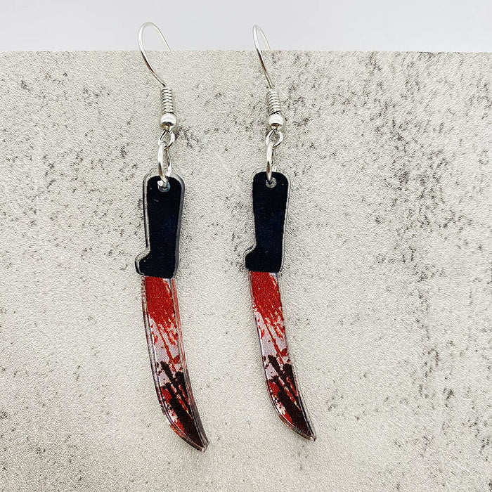 Wholesale Acrylic  earrings simulation blood-red knife  earrings for women