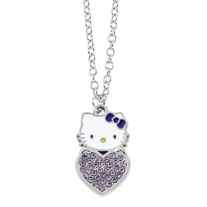 Wholesale Cartoon cat necklace pendant rhinestone enamel jewelry