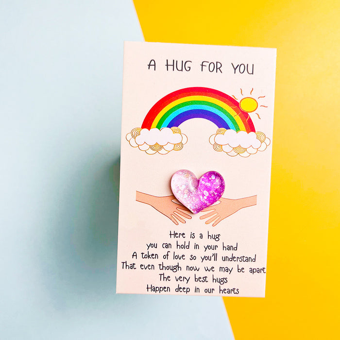 Wholesale Rainbow Gradient Heart Resin Pocket Decorations Hug Card