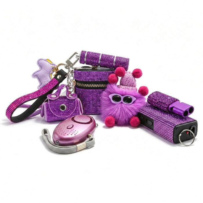 Wholesale Stainless Steel 7 In 1 Women Safety Alarm Kit Personal Self Defense Keychain Set