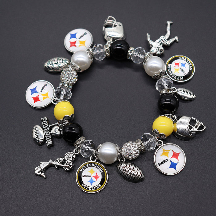 Wholesale Soccer Team Stretch Beaded Bracelet Unisex Steelers Saints