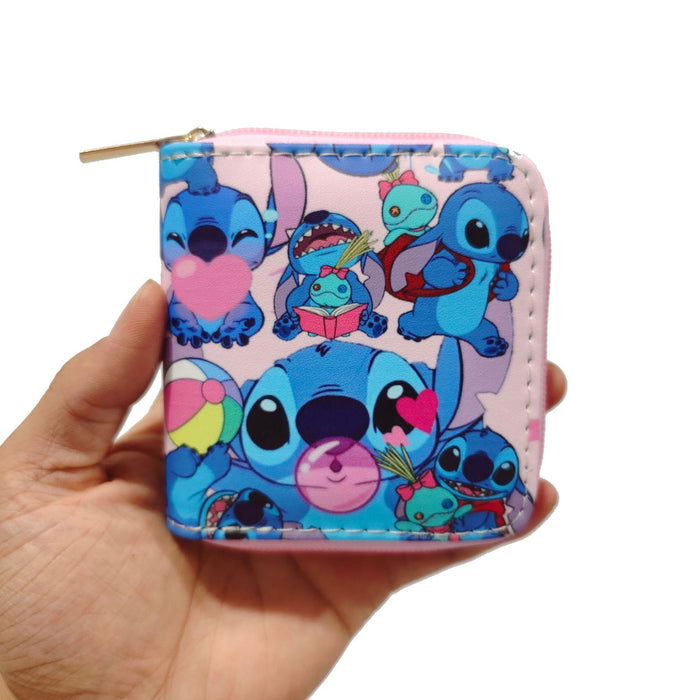 Wholesale Anime Peripheral Stitch PU Short Zipper Small Wallet 1269 Stitch Wallet Printing JDC-WT-DengX003