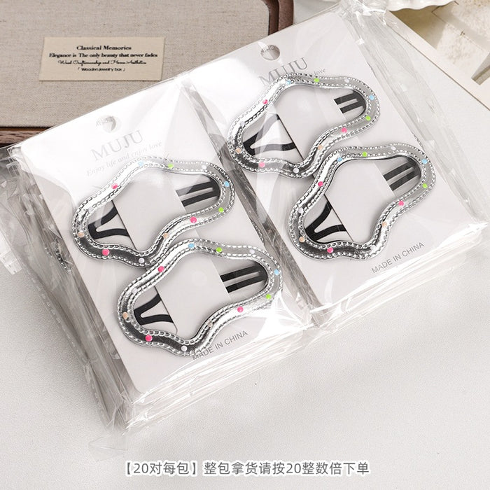 Wholesale 2 card mounted hair clips, silver hair clip, high-end PU leather bangs clip