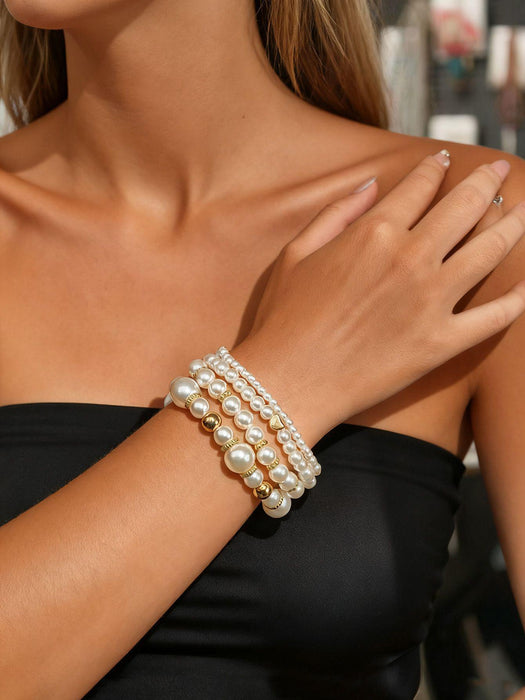 Wholesale Beaded Bracelet Set 5-Piece Heart Design Stackable Bracelets