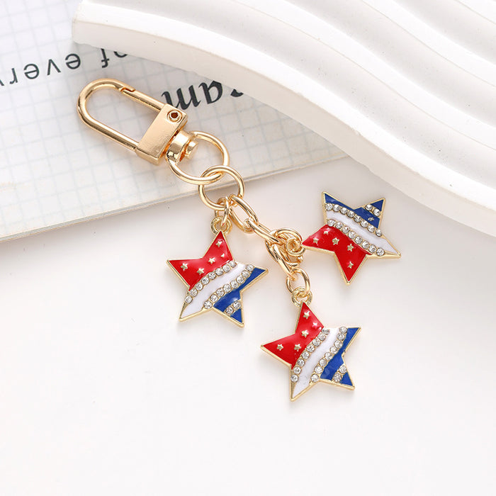 Wholesale American Independence Day Flag Series Heart Shape Alloy Keychain JDC-KC-ChaoK046