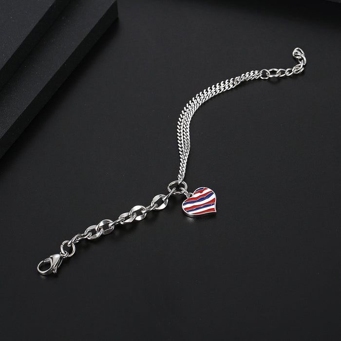 Wholesale Titanium Steel Epoxy Peach Heart Bracelet JDC-BT-YiX001