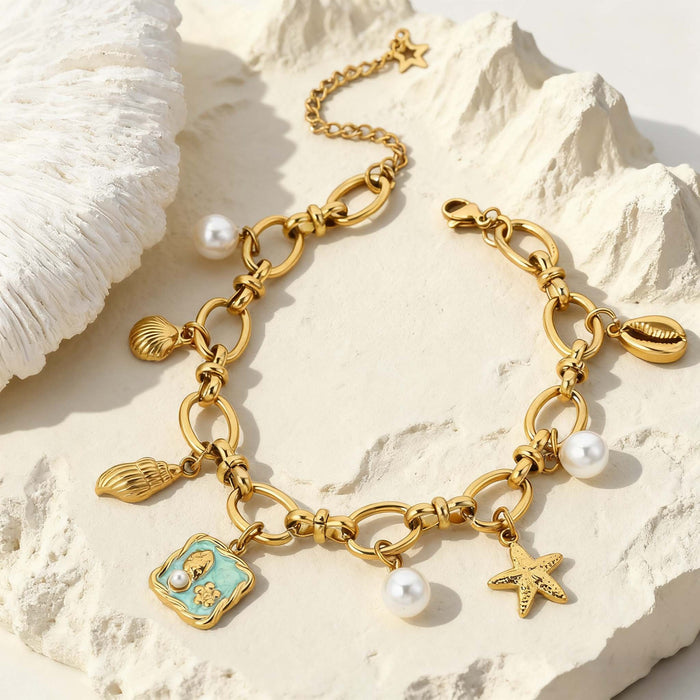 Wholesale Starfish,  Conch,  and Pearl Shell Bracelet
