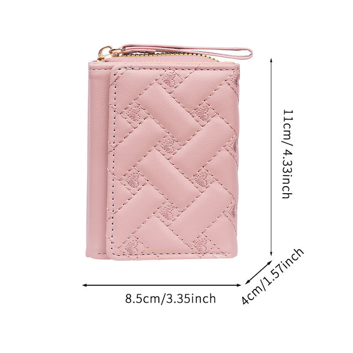 Wholesale PU Embroidered Love Short Wallet Women' s Card Holder Daily Matching Fashion Accessory MOQ≥3