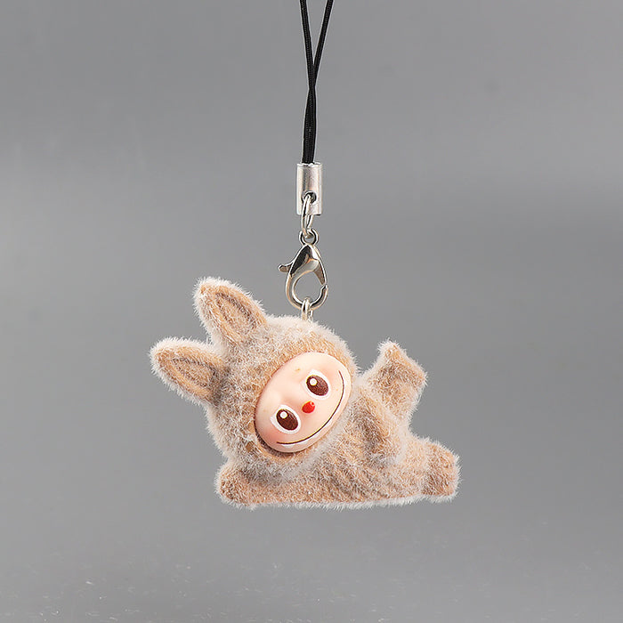 Wholesale Resin flocked side-lying yoga cartoon keychain