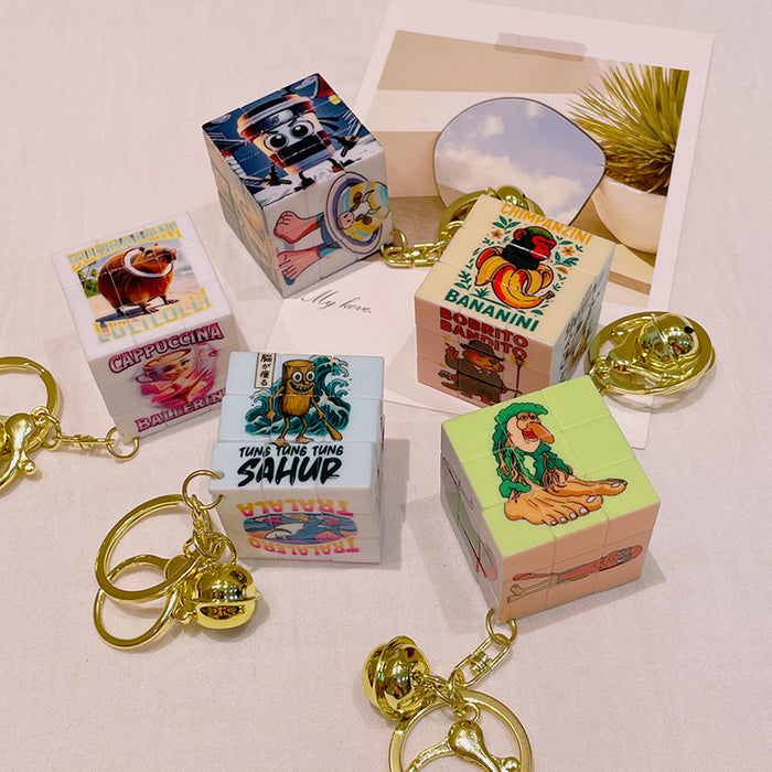 Wholesale Mini Rubik' s Cube Keychain Pendant Educational Toy Cartoon Keychain Small Gift