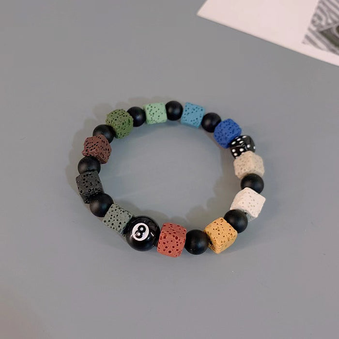 Wholesale Black Eight Dice Volcanic Stone Bracelet JDC-BT-CAJB001